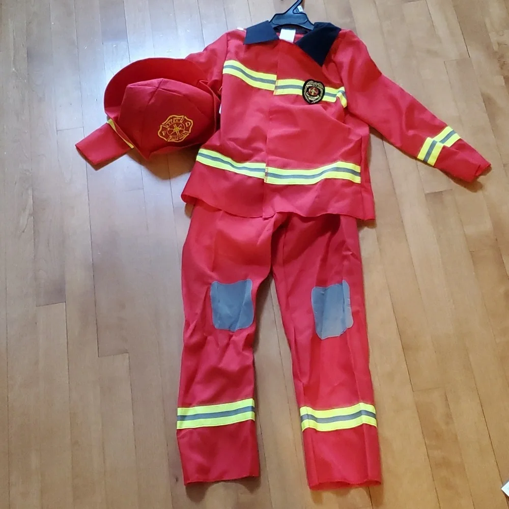 Kids Red Firefighter Costume with Reflective Trim